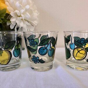Vintage Dominion Fruit Motif Cocktail Glasses‎ – Colourful Mid-Century Barware